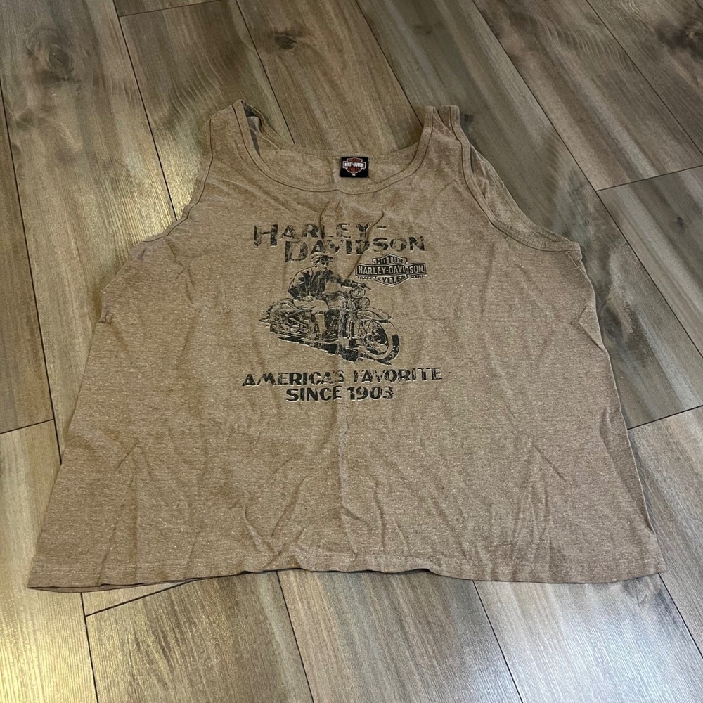 Harley Davidson Y2K Brown Athletic Tank Top‎ Women XL Bin P-26